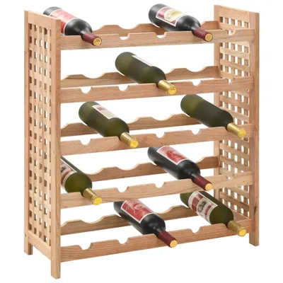 Image de vidaXL Casier à vin pour 25 bouteilles en noyer massif 63x25x73 cm