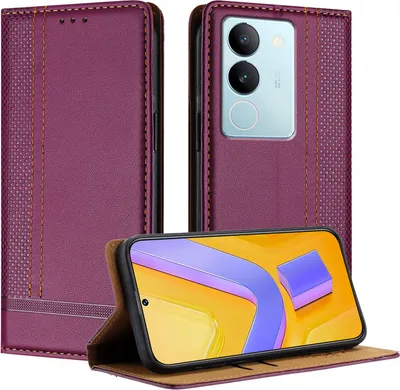 Produktbild von Handyhülle für Vivo V29 5G Leder Flip Klappbare Schutzhülle mit Standfunktion Lila