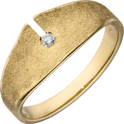 Produktbild von Ring aus 585 Gold Gelbgold teil-eismatt Brillant 0,04 Ct. Fingerring Damen Innenumfang 54mm Ø17.2mm