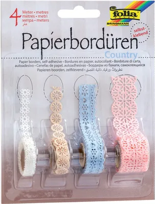 Produktbild von folia Papierbordüren "Country" selbstklebend farbig 4 Rollen à 1 m