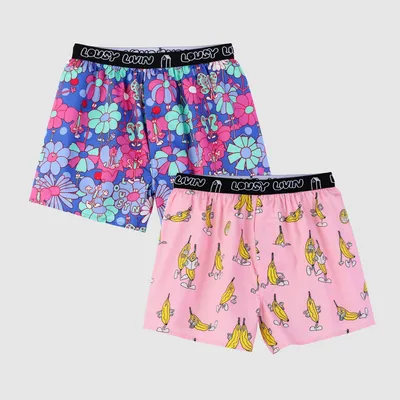 Produktbild von Lousy Livin 2Pack Boxershorts Boxer Briefs Butterfly & Pink Banana S