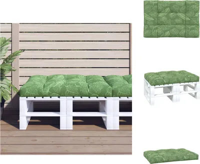 Immagine prodotto di vidaXL Cuscino per pallet con motivo a foglie 120x80x12 cm Tessuto -  Cuscino per seduta
