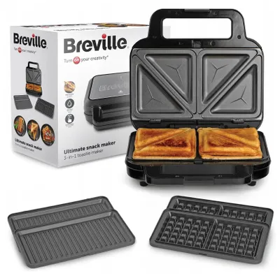 Obrázok produktu pre Breville VST098X 3 v 1 hriankovač trojuholníky vafle panini/gril 900 W