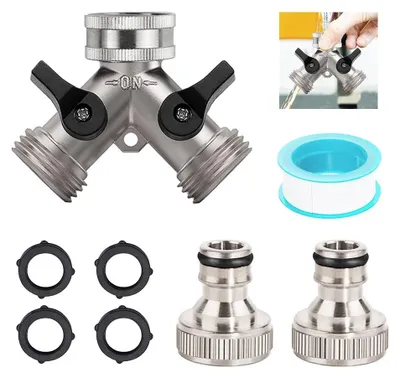 Produktbild von Jiahuade Y-Verteiler, 3/4 Zoll, Messing, Gartenschlauch-Verteiler, Y-Verteiler mit doppelten Ausgängen, Außenarmatur, für Garten, Doppelanschluss für Waschmaschine