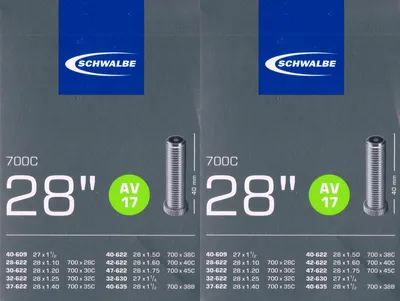 Produktbild von 2x Schwalbe AV 17 Schlauch 28" 622 Ventil: Auto Schrader AV17 Autoventil 28 Zoll