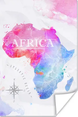Produktbild von MuchoWow® Poster Aquarell - Weltkarte - Afrika 80x120 cm - Papierdruck