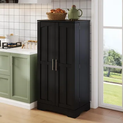 Produktbild von Küchenschrank 60x40x120cm weiß mit LED-Sensor, höhenverstellbar, Doppeltür, Wohnzimmer Esszimmer