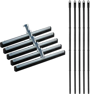Produktbild von Novaliv 5x Wasserabzieher 45cm Boden Dusche Auto mit 130 cm Stiel Duschabzieher Abzieher Dusche Boden Abzieher Fenster Profi Wasserschieber Fensterabzieher Abzieher Gummilippe Profi Wasserschieber