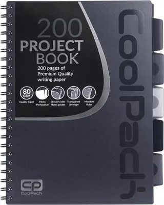 Obrázek produktu pro Zápisník A4 100 listů Patio Coolpack 5 záložek šedý