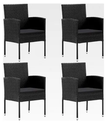Produktbild von Gartenstühle mit Kissen in Schwarz, 4 Stück aus Polyrattan
