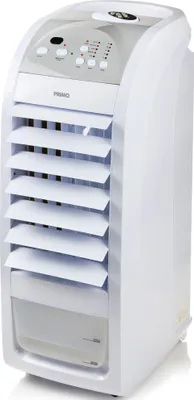 A white and gray Primo air cooler is shown against a white background.