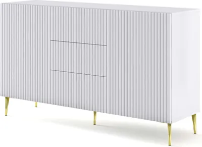 Produktbild von FURNLUX Anrichte Ravenna B Weiss Und Gold 150cm / Hauptfarbe: Weiß / Abmessungen: 150 x 87 x 42 cm