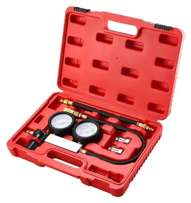 Obrázok produktu pre Sada na testovanie tesnosti valcov pre automobily - TU21, zariadenie na detekciu úniku tlaku - merač kompresie a tlaku - určené pre benzínové motory - diagnostický nástroj s 2 manometrami - testovanie tesnosti valcov
