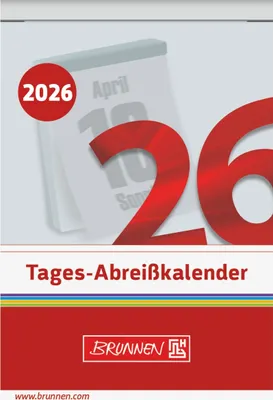 Produktbild von BRUNNEN Tages-Abreißkalender 2026 Nr. 4 – 65x98 mm mit Sprüchen, Tipps & Rätseln