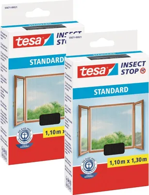Immagine prodotto di TESA STANDARD Zanzariera a velcro per finestre, rete per finestre 1,1 x 1,3 m, nero, 2 pezzi