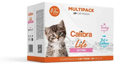 Productafbeelding van CALIBRA CAT LIFE, natvoer voor kittens, multipack, 12 porties van 85 gram
