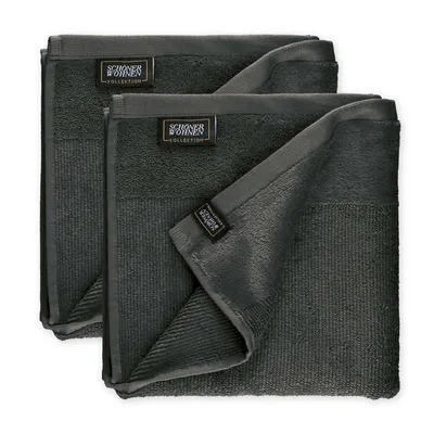 Image de Schöner Wohnen Set de 2 serviettes Sense Couleur anthracite Taille 50x100