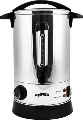 Produktbild von Grafner Glühweinkocher aus Edelstahl elektrisch 8,8 Liter 1500 Watt mit Zapfhahn, Thermostat und Überhitzungsschutz Heißgetränkespender