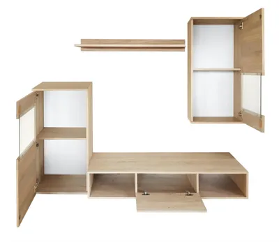 Produktbild von Wohnwand Modern Vitrine TV-Ständer Wohnzimmer Wand Regale Neu