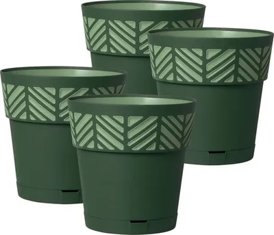 Produktbild von Set: 4 x Pflanztöpfe "ORFEO" S mit integrierten Wasserspeicher, Maße: 15x15 cm, Farbe: Grün
