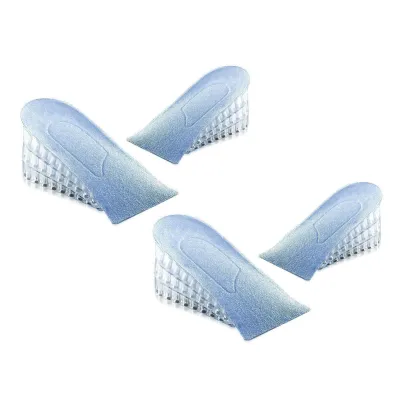 Imagen del producto de Plantillas elevadoras transparentes de silicona multicapa para aumentar la altura, con amortiguación de impactos. Elevan 5 cm. Paquete de 2 pares