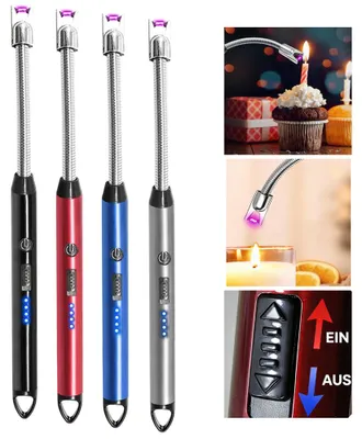 Produktbild von 4er-Pack elektrische Lichtbogenfeuerzeuge mit flexiblem Hals, wiederaufladbare, 360° drehbar, Plasma-Feuerzeug, USB-Anschluss, flammenlos