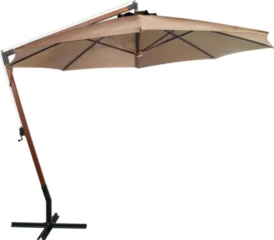 Obrázok produktu pre vidaXL Slnečník so stožiarom Taupe 3,5x2,9 m Jedľa z masívneho dreva