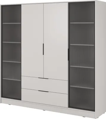 Immagine prodotto di Armadio moderno in cashmere con ante in vetro - Dimensioni: 206 x 200 x 51 cm - Eleganza e funzionalità
