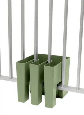 Image de Jardinière Vercony pour balustrade à barreaux - Installation peu encombrante grâce aux barreaux - Jardinière résistante aux UV et brise-vue – 30 cm x 30 cm x 36 cm - Vert