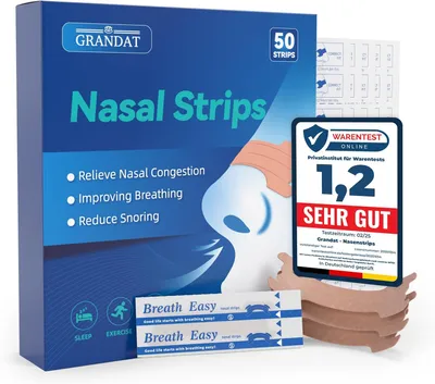 Obrázek produktu pro Náplasti na nos proti chrápání, 50 kusů, univerzální velikost, pro zlepšení dýchání