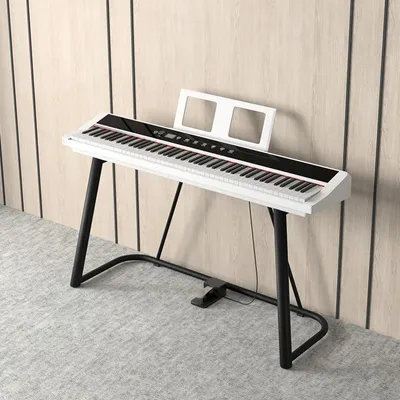 Immagine prodotto di Zimilo 88 tasti Pianoforte digitale Pianoforte elettrico Pianoforte portatile Meccanica a martelletti pesati Per principianti e bambini Senza supporto per pianoforte Pedale singolo Bianco