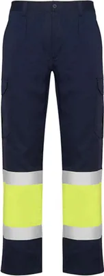 Produktbild von Roly Workwear HV9300 | Naos Hi-Viz Trousers - Arbeitshose mit Reflektionsstreifen - Farbe: Navy Blue 55/Fluor Yellow 221 - Größe: 44