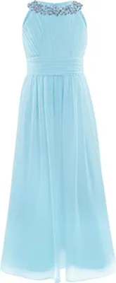 Produktbild von Mädchen Kleider Prinzessin Kleid Gr. 140 Cm Lang Ärmellos Partykleid Abendkleid Festkleid Blumenmädchenkleid
