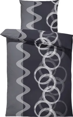 Produktbild von Bettwäsche 155x200 cm Kreise schwarz grau modern Komfortgröße Microfaser