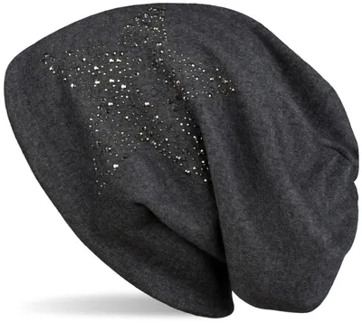 Produktbild von styleBREAKER Damen Slouch Beanie Mütze mit Strass Stern | Glitzer Longbeanie aus weicher Viskose | One Size für Erwachsene