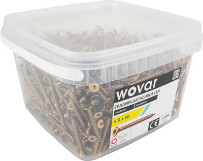 Produktbild von Vorteilseimer Spanplattenschrauben Gelb Verzinkt 5,0 x 50 mm Torx 20 Vollgewinde - 1000 Stück