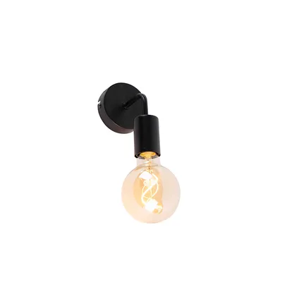 Produktbild von QAZQA - Moderne Wandleuchte schwarz 15,5 cm - Facile I Wohnzimmer I Schlafzimmer - Stahl Rund - LED geeignet E27