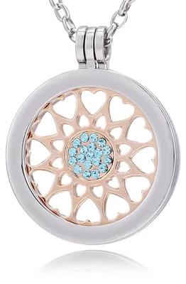 Produktbild von Morella® Damen Halskette 70 cm Edelstahl und Anhänger mit Coin Herzornament 33 mm im Schmuckbeutel