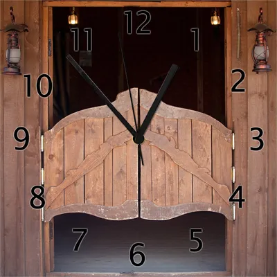 Produktbild von Wallario Design Wanduhr Saloontür aus Echtglas, Größe 30 x 30 cm