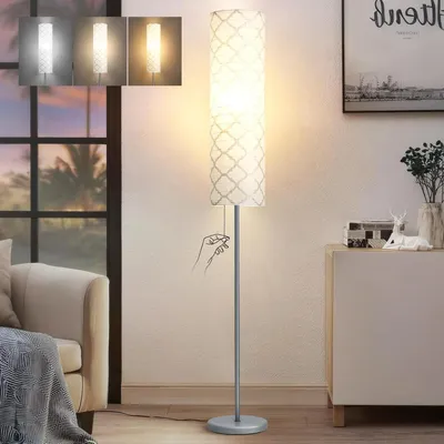Productafbeelding van Vloerlamp - Staanlamp - Sfeerverlichting Creëren - Drie Kleurtemperaturen - 65 inch - Zilver