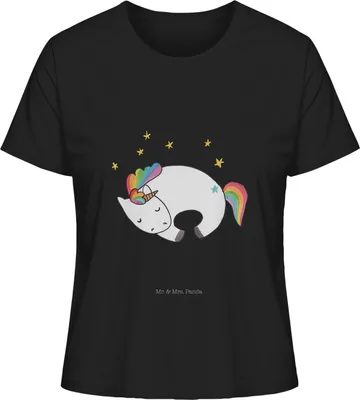 Produktbild von Mr. & Mrs. Panda Damen T-Shirt Einhorn Nacht Größe S - Schwarz - Geschenk, Menschen, shirt, Mit Print, Einhörner, Unicorn, Freundin, Basic, Träume, Oberteil