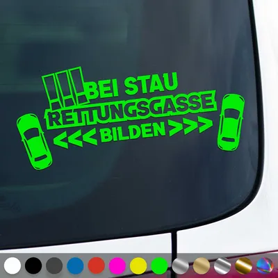 Produktbild von PantherPixel Rettungsgasse Aufkleber Bei Stau bilden freihalten Sticker Auto Geschenkidee Farbe Neon-Grün