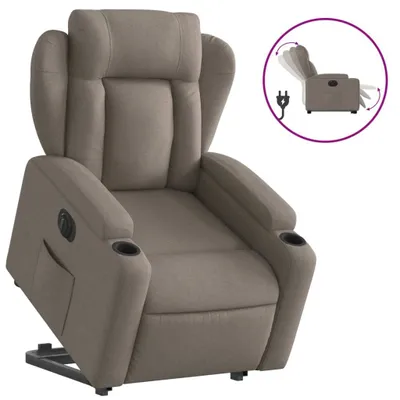 Obrázek produktu pro Elektrické zvedací polohovací křeslo taupe textil