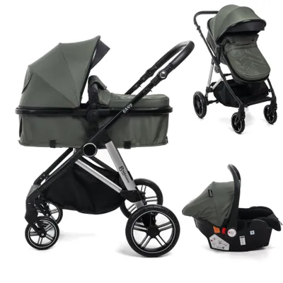 Image de BEBELISSIMO - Poussette combinée trio 3 en 1 - siège auto 0+ CAVO – nacelle – dès la naissance – jusqu’à 22kg - vert
