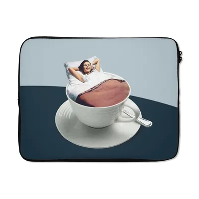 Produktbild von MuchoWow® Laptop Hülle 17 Zoll Laptoptasche Frau - Kaffee - Jahrgang - Zipper - Schutzabdeckung