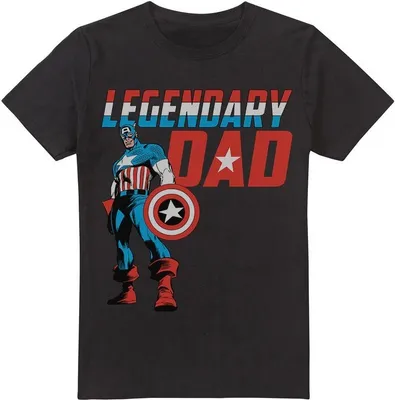 Immagine prodotto di Capitan America - Maglietta "Papà leggendario" da uomo TV3526 (L) (Nero)