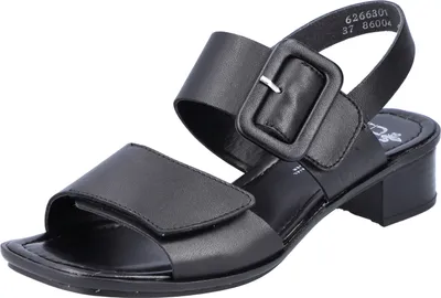 Produktbild von Rieker Sandalen Damen, Schwarz, 40 EU, Leder, Blockabsatz, Klettverschluss, Antistress-System, RIRICON-Sohle, ergonomisch vorgeformtes Fußbett, Modell 62663