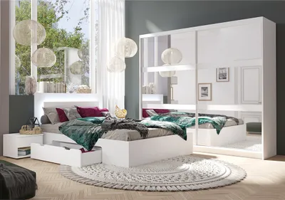 Produktbild von Schlafzimmer Set 4-teilig FAIDO-166 mit Bett 180x200 cm in weiß