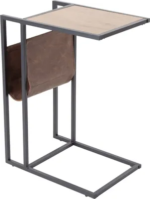 Image de riess-ambiente Table d'appoint moderne LOFT 65 cm Table pour ordinateur portable design chêne avec rangement Piètement métallique noir Table basse Table