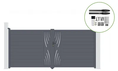Produktbild von Flügeltor elektrisch 4m VELETA H.180cm + Drehtorantrieb HICKER B200